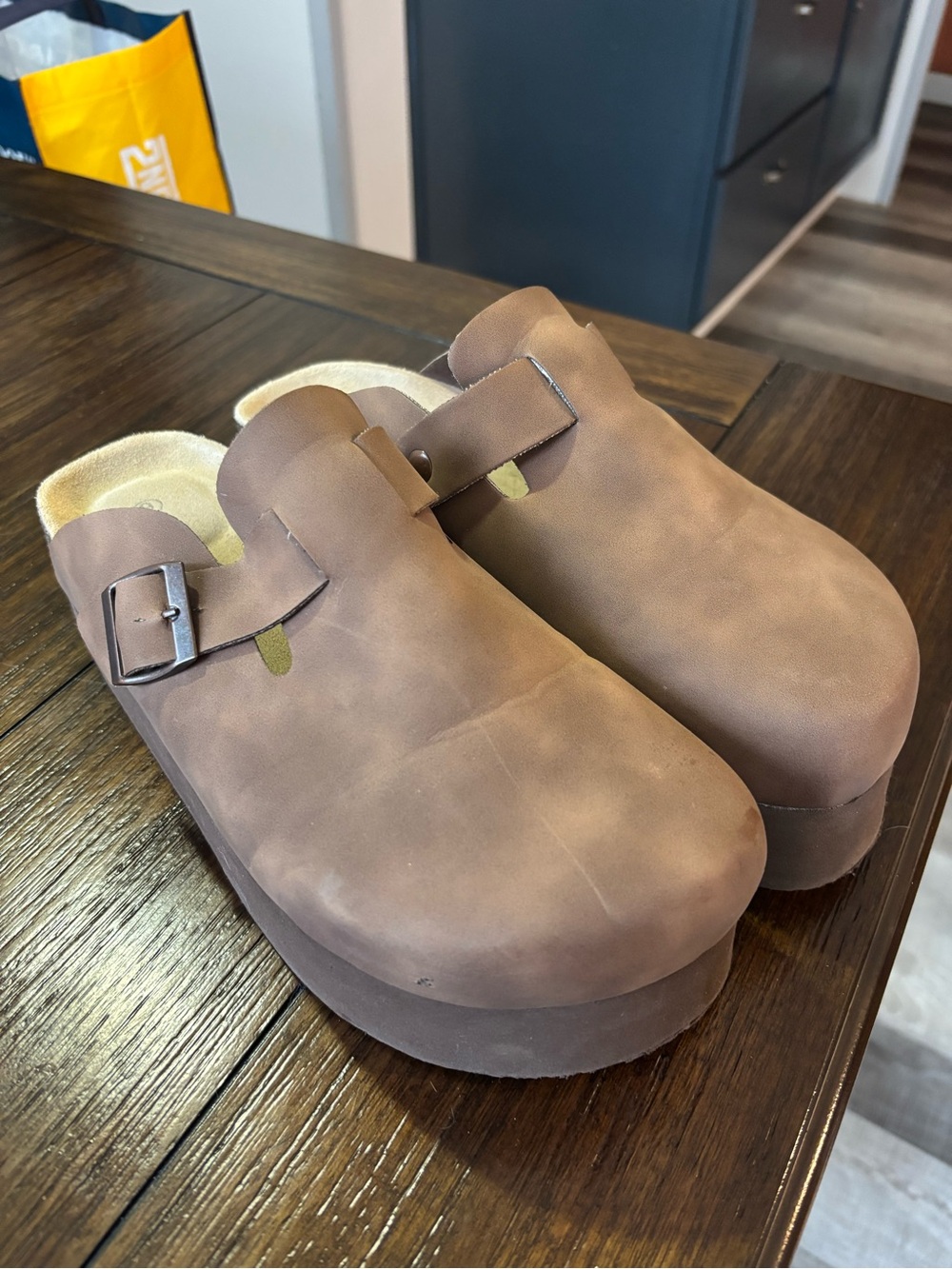 Brown Platform Clog Mules with Buckle